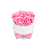 5 light pink roses in vase
