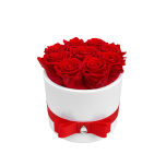 9 red roses in ceramic vase