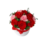 Bukett nelgi ja punase roosiga