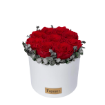 9 punast roosi eukalüptiga keraamikas (logoga)